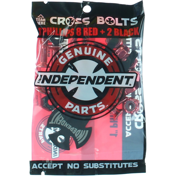 Independent Truck Company Cross Philips Head with Tool Black / Red Skateboard Hardware Set - 1"