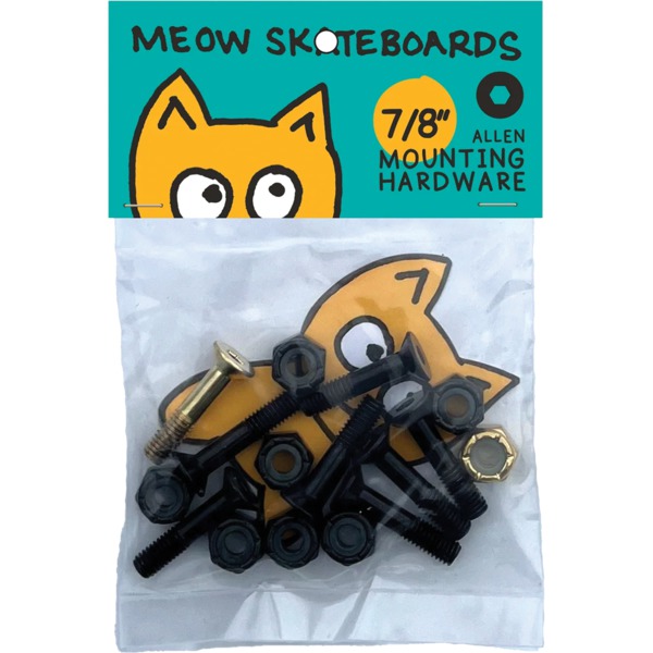 Meow Skateboards Allen Black / Yellow Skateboard Hardware Set - 7/8" Meow Skateboards Allen Black / Yellow Skateboard Hardware Set - 7/8"