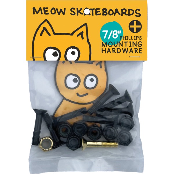 Meow Skateboards Phillips Black / Yellow Skateboard Hardware Set - 7/8"