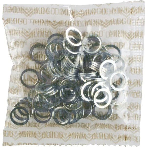 Mini Logo 100 Pack Axle Silver Washers - 100 Pieces