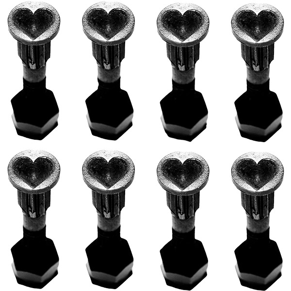 Screw City Hardware Heart Black Skateboard Hardware Set - 7/8"