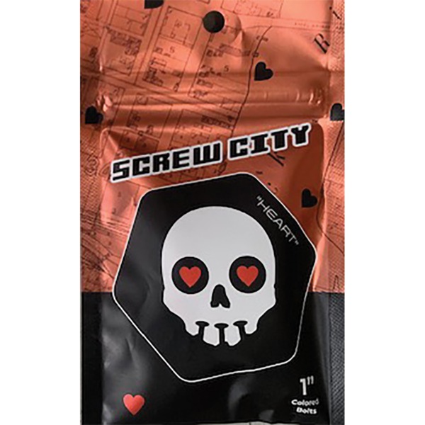 Screw City Hardware Heart Red Skateboard Hardware Set - 1"