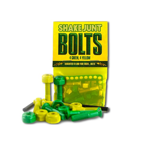 Shake Junt Allen Head Bag-O-Bolts 4 Green / 4 Yellow Skateboard Hardware Set - 7/8"