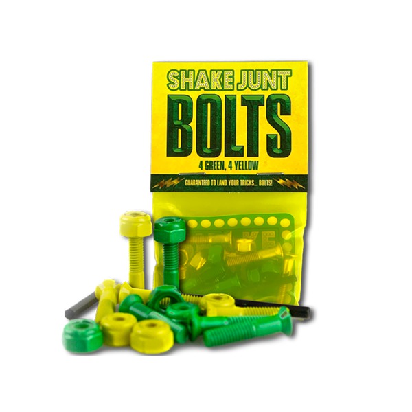Shake Junt Phillips Head Bag-O-Bolts 4 Green / 4 Yellow Skateboard Hardware Set - 7/8"