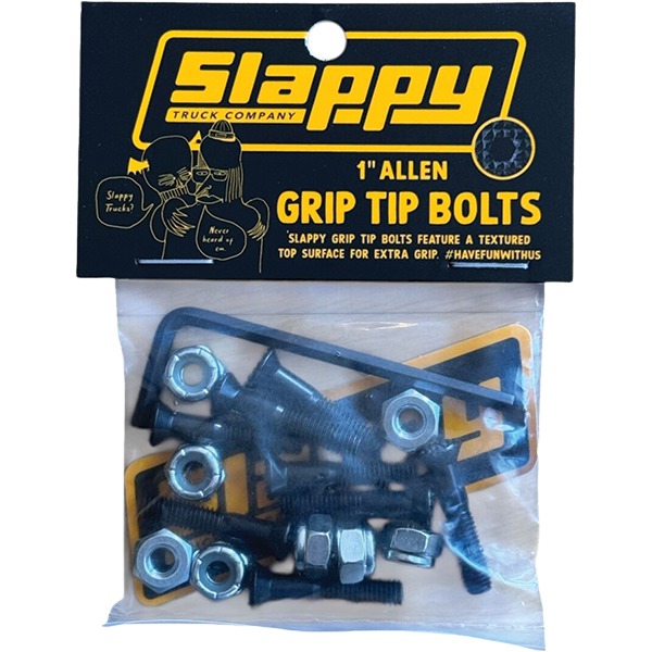 Slappy Truck Company Grip-Tip Black Skateboard Hardware Set - 1" Slappy Truck Company Grip-Tip Black Skateboard Hardware Set - 1"