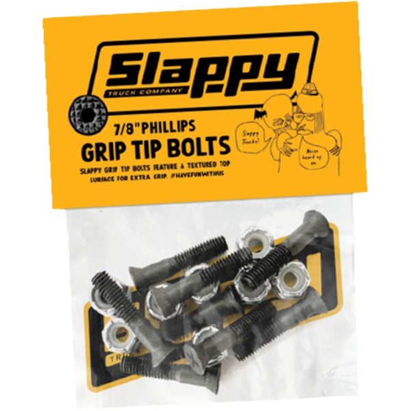 Slappy Truck Company Grip-Tip Phillips Black Skateboard Hardware Set - 7/8" Slappy Truck Company Grip-Tip Phillips Black Skateboard Hardware Set - 7/8"