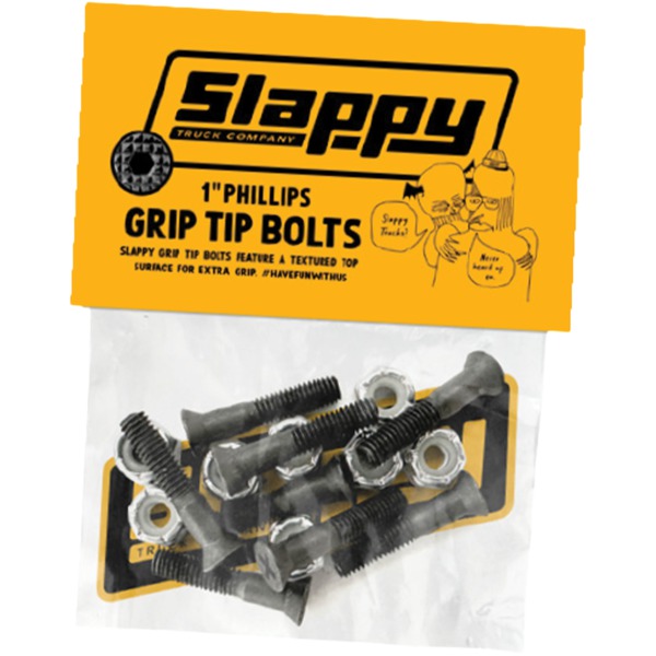 Slappy Truck Company Grip-Tip Phillips Black Skateboard Hardware Set - 1" Slappy Truck Company Grip-Tip Phillips Black Skateboard Hardware Set - 1"