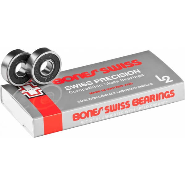 Bones Bearings - 8mm Bones Swiss Labyrinth L2 Skateboard Bearings (8) Pack