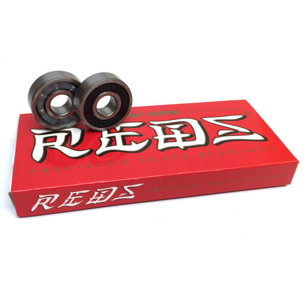 Bones Bearings - 8mm Bones Super REDS Skate Rated Skateboard Bearings (8) Pack