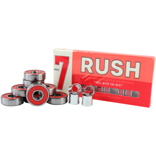 Rush Skateboard Bearings 8mm ABEC 7 Skateboard Bearings - includes spacers