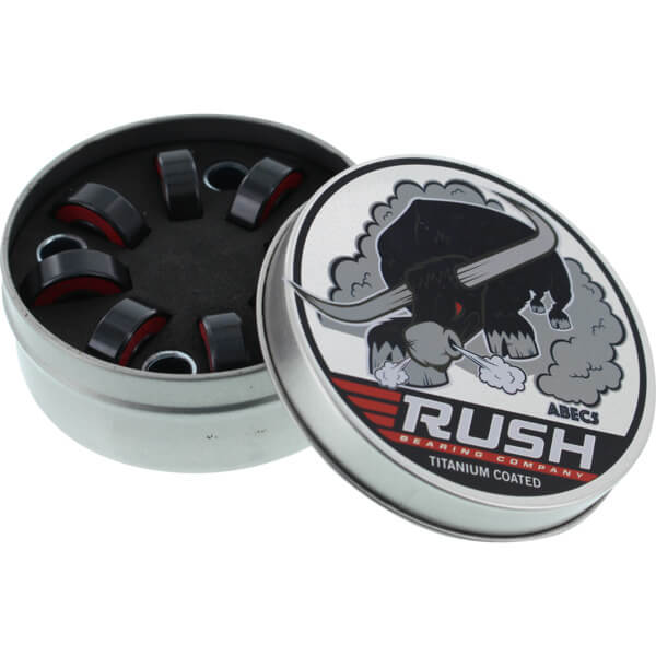 Rush Skateboard Bearings 8 mm Titanium Coated ABEC 5 Skateboard Bearings - includes spacers