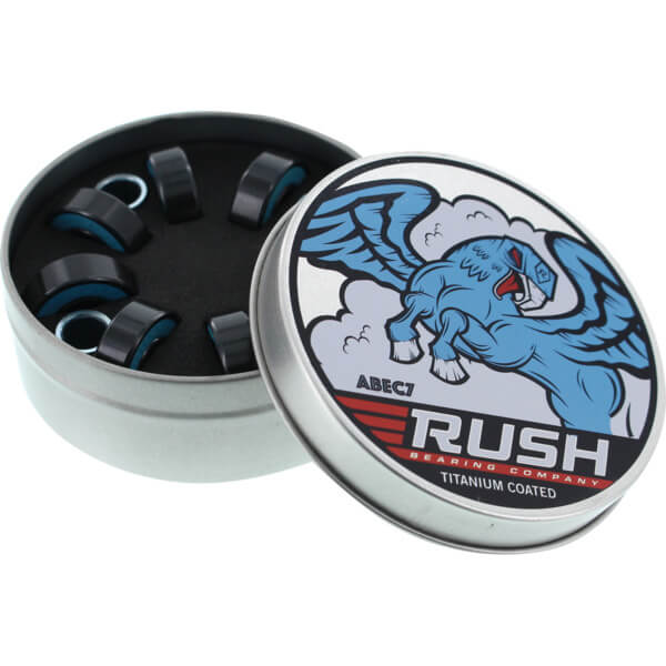 Rush Skateboard Bearings 8 mm Titanium Coated ABEC 7 Skateboard Bearings - includes spacers