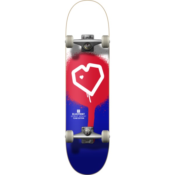 Blueprint Skateboards Spray Heart Red / Blue Complete Skateboard - 7.75" x 31.25"