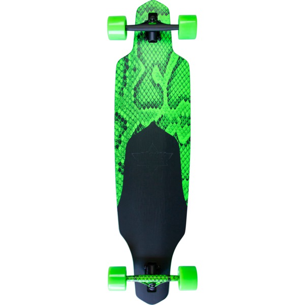 Dusters California Skateboards Channel Snakeskin Neon Green Longboard Complete Skateboard - 9.375" x 38"