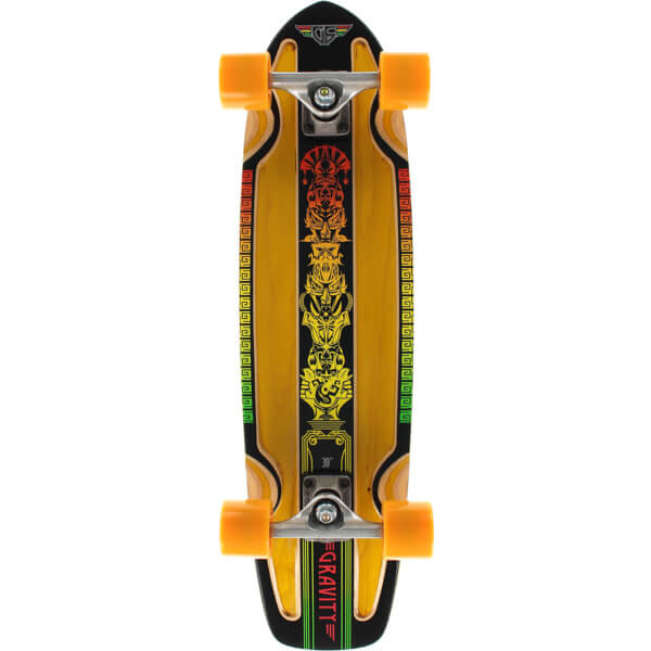 Gravity Skateboards Routered Yellow / Rasta Complete Cruiser Skateboard