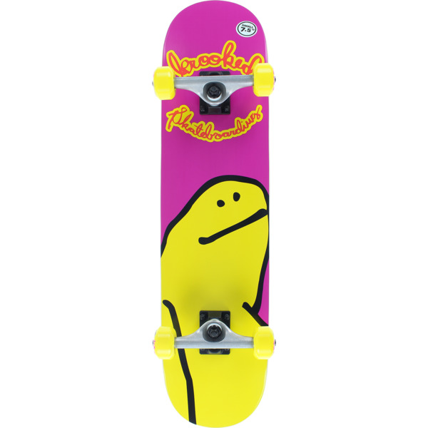 Krooked Skateboard Complete Shmoo Face First Yellow 7.5" 