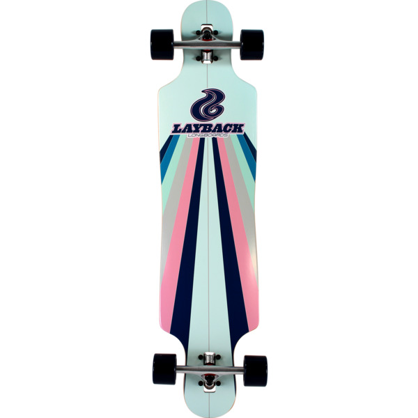 Layback Longboards Sunstripe Drop-Through Mint Longboard Complete Skateboard - 9.75" x 40"