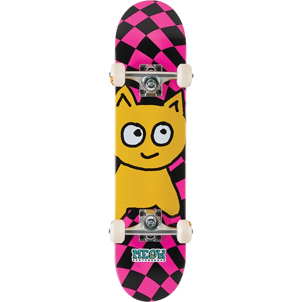 Meow Skateboards Big Cat Checker Twist Pink Micro Complete Skateboard - 6.5" x 28"