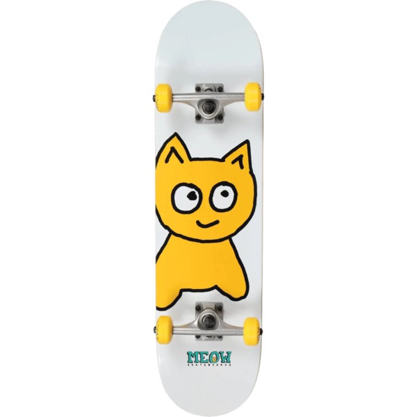 Meow Skateboards Big Cat Soft Top White Mini Complete Skateboard - 7" x 29"