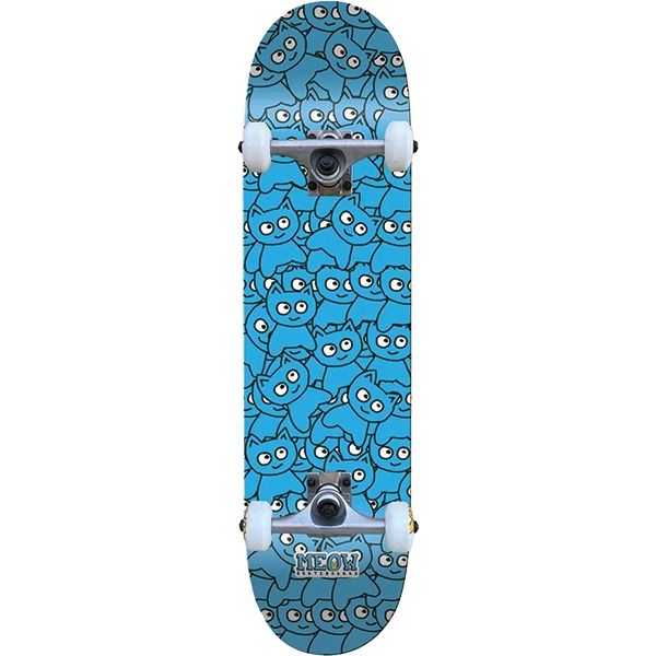 Meow Skateboards Sticker Pile Cyan Complete Skateboard - 8.25" x 32"