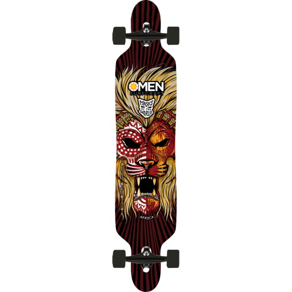 Omen Boards Africa Mask Drop Through Longboard Complete Skateboard - 9.12" x 41.5"