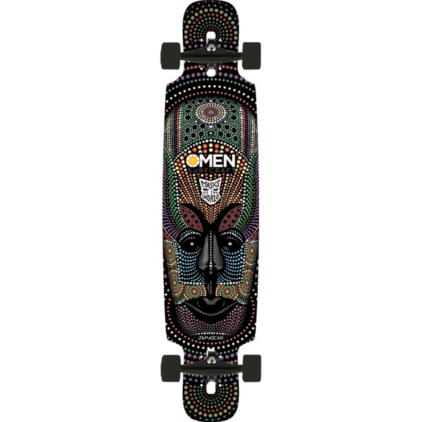 Omen Boards Jamaica Mask Drop Through Longboard Complete Skateboard - 9.5" x 41.5"
