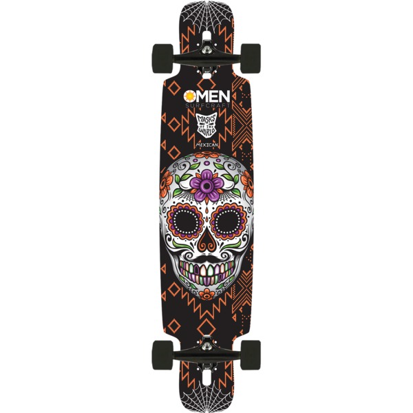 Omen Boards Mexico Mask Drop Through with Kick Longboard Complete Skateboard - 9.5" x 41.5"