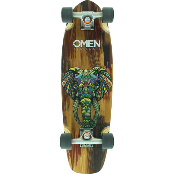 Omen Boards Ornate Elephant Longboard Complete Skateboard 8.5 x 29