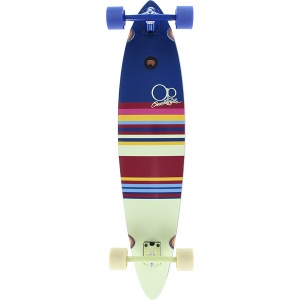 Ocean Pacific Swell Navy / Off-White Longboard Complete Skateboard - 8.75" x 40"