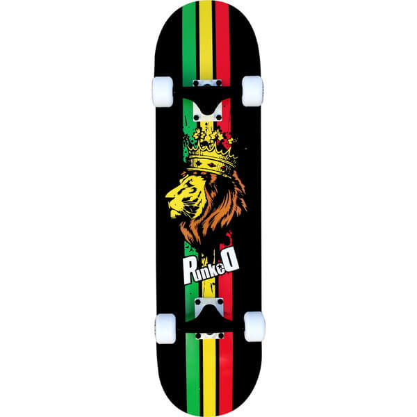 Punked Skateboards Rasta Lion Complete Skateboard - 7.75" x 32"