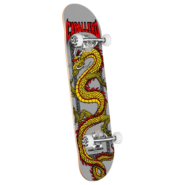Powell Peralta Steve Caballero Chin Dragon Metallic Silver Complete Skateboard - 7.75"
