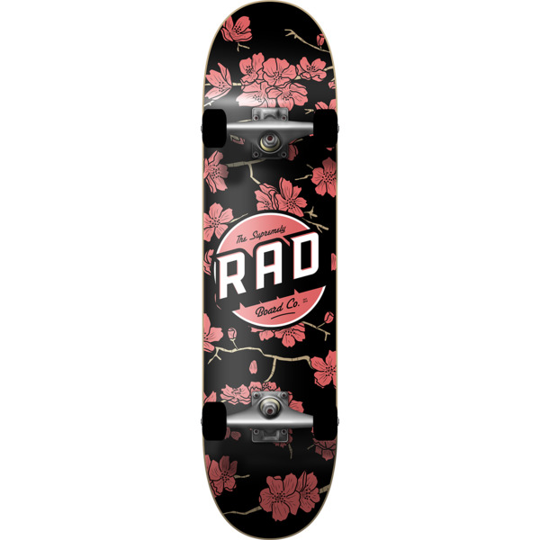 RAD Wheels Cherry Blossom Black / Red Complete Skateboard - 8" x 31.5"