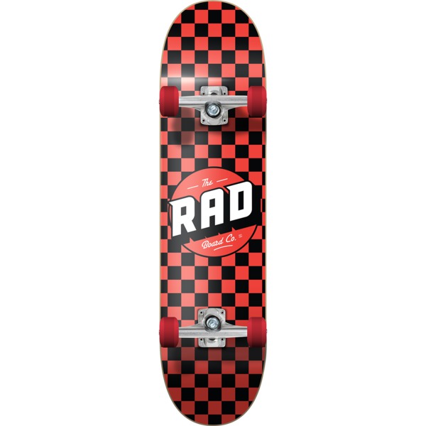 RAD Wheels Checker Black / Red Mini Complete Skateboard - 7" x 29"
