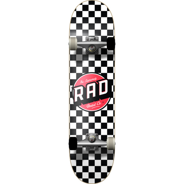 RAD Wheels Checker 2 Black / White Mid Complete Skateboards - 7.5" x 31"