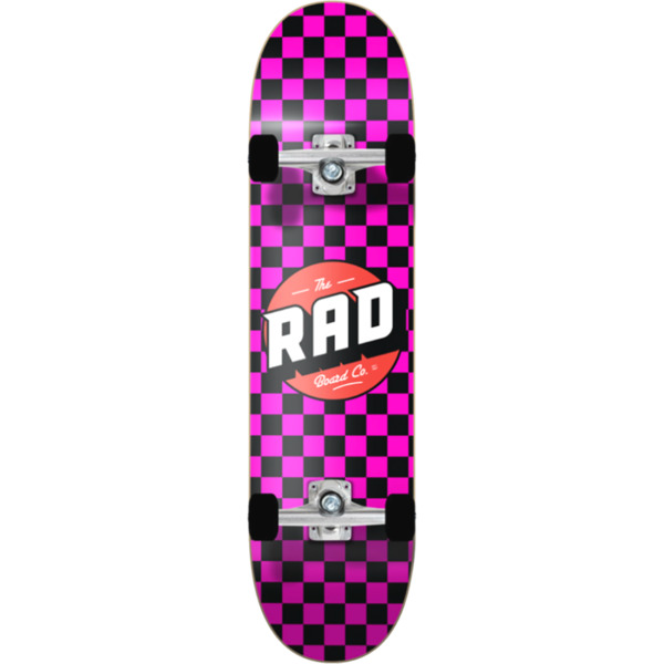 RAD Wheels Checker 2 Black / Pink Complete Skateboard - 7.75" x 31.25"