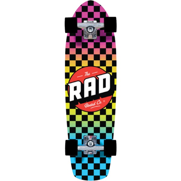 RAD Wheels Retro Roller Checker Neon Fade Complete Skateboard - 7.9" x 28"