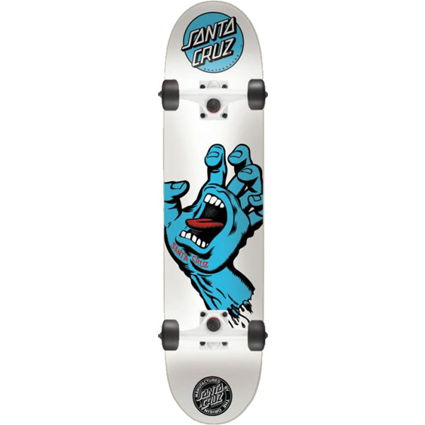 Santa Cruz Skateboards Screaming Hand White / Blue Mid Complete Skateboards  - 7.5 x 30.6