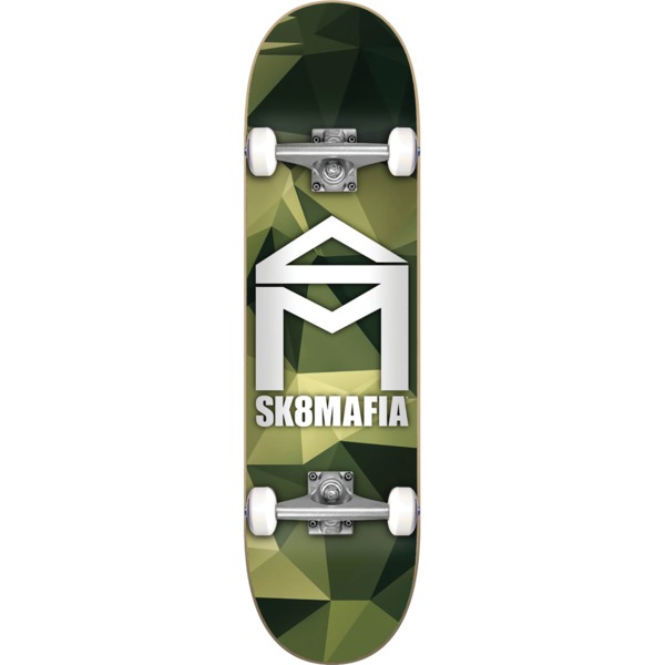 Sk8Mafia Skateboards House Logo Camo Green Complete Skateboard - 7.87" x 31.6"