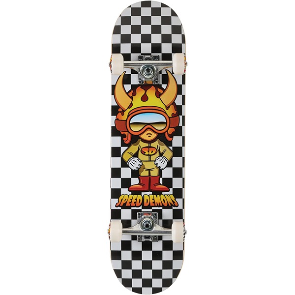 Speed Demons Skateboards Demons Hot Shot Black / White Checkers Mid Complete Skateboards - 7.5" x 31.8"