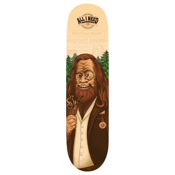 All I Need Skateboards Dapper Bigfoot Skateboard Deck - 8.5"