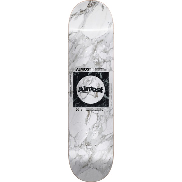 Almost Skateboards Minimalist White / Black Skateboard Deck Resin-7 - 8.5" x 32.1"