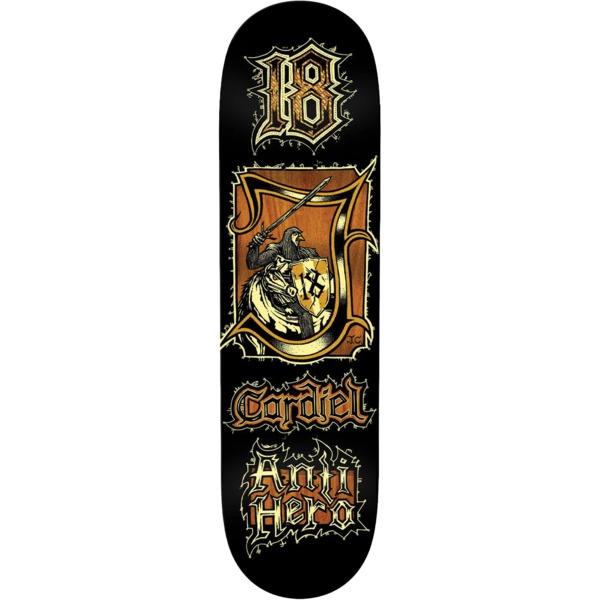 Anti Hero Skateboards John Cardiel Medieval Black Skateboard Deck - 8.62"