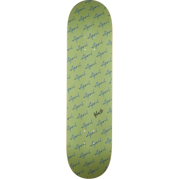 April Skateboards Yuto Horigome Script Logo Green Skateboard Deck - 8" x 31.91"