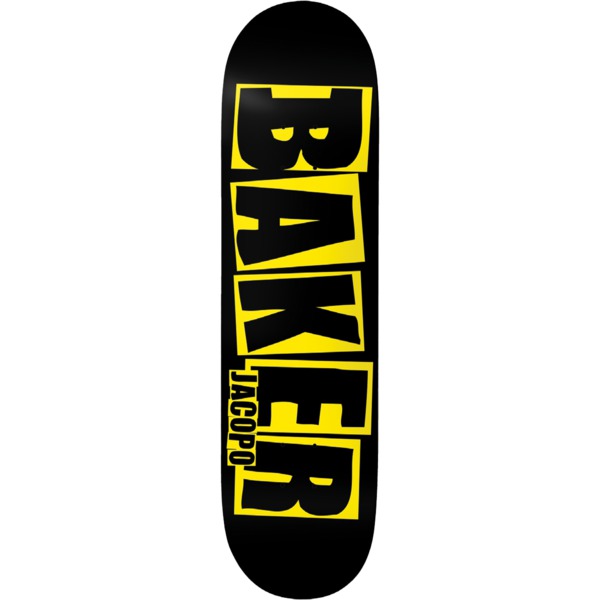 Baker Skateboards Jacopo Carozzi Brand Logo Danger Yellow Skateboard Deck - 8" Baker Skateboards Jacopo Carozzi Brand Logo Danger Yellow Skateboard Deck - 8"