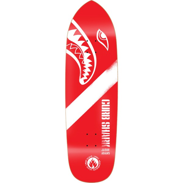 Black Label Skateboards Jason Adams Curb Shark Punk Point Red Skateboard Deck - 9.5" x 32.7"