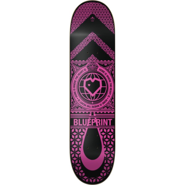 Blueprint Skateboards Home Heart Black / Pink Skateboard Deck - 7.87" x 31.5"
