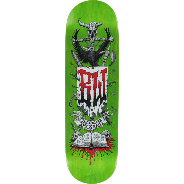 Blood Wizard Skateboards Battle Green Stsain Skateboard Deck 8.75 x