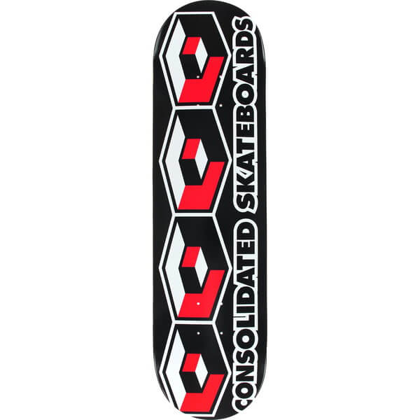 Consolidated Skateboards 4 Cube Red Skateboard Deck - 7.75" x 31.5"