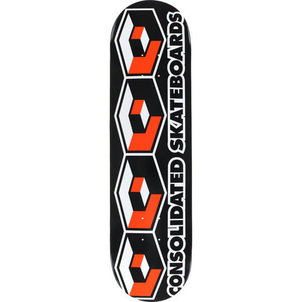 Consolidated Skateboards 4 Cube Black / Orange Skateboard Deck - 8" x 32"