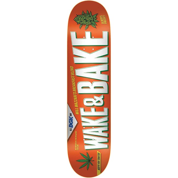 DGK Skateboards Will Mazzari Wake & Bake Orange Skateboard Deck - 8.25" x 31.85"